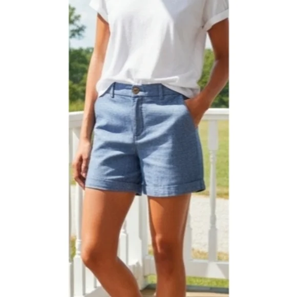 Old Navy Blue Everyday Short Mid-Rise,  Chambray Shorts, NWT,  6 ✔️ - Picture 11 of 11